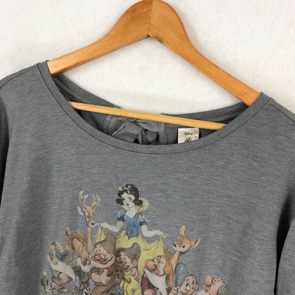 Disney LC Lauren Conrad Women's Size Small Snow White Grey Lace Trim Graphic Top - Picture 4 of 10